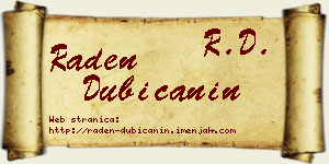Raden Dubičanin vizit kartica